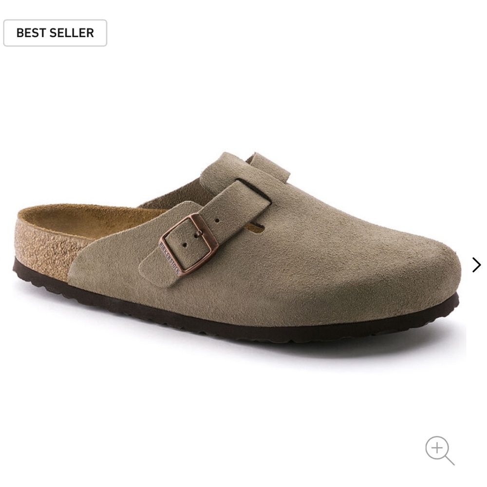 Birkenstock Boston Clogs in Taupe Suede